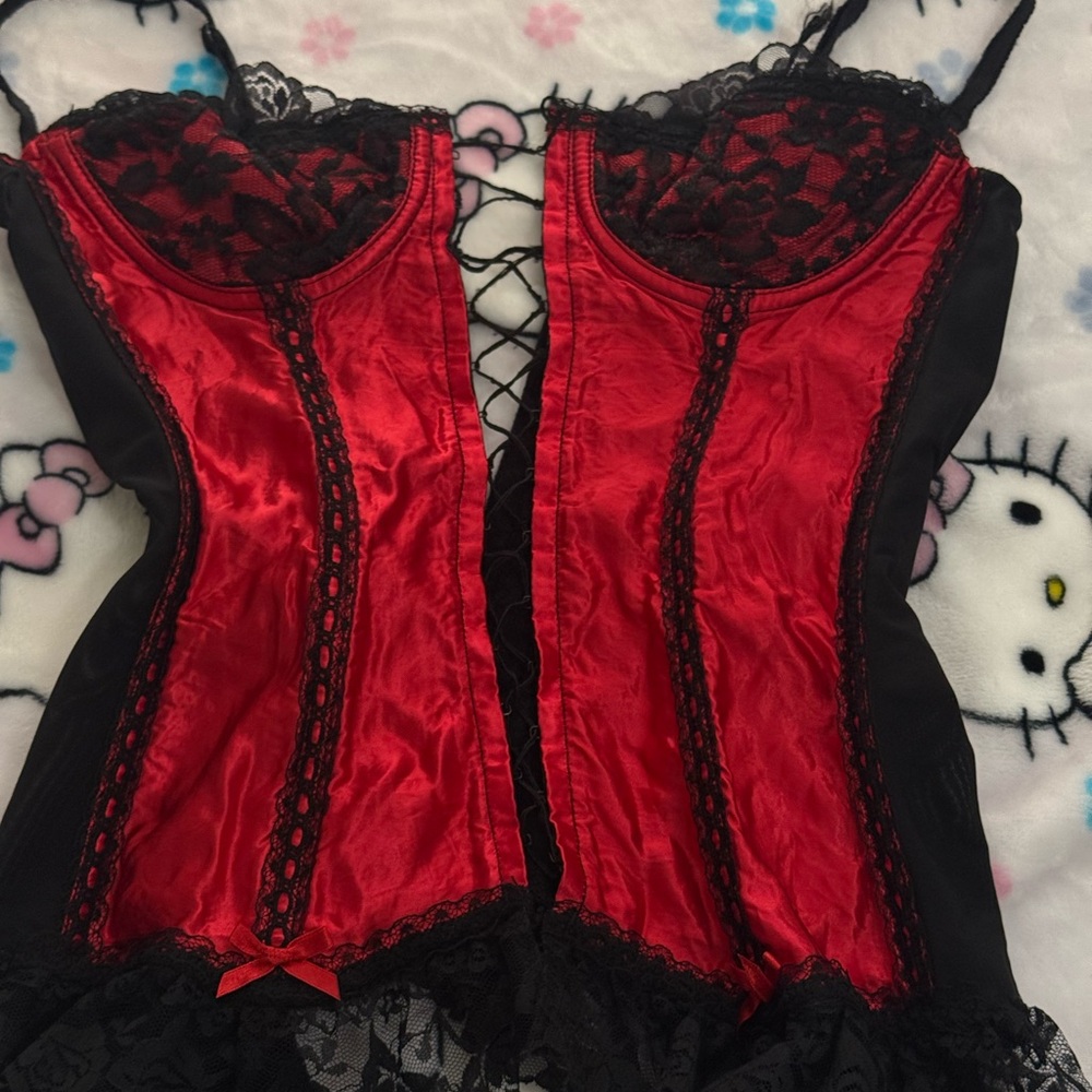 Red and Black Lace Corset